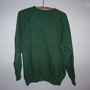 80s vintage worn soft dark green raglan crewneck